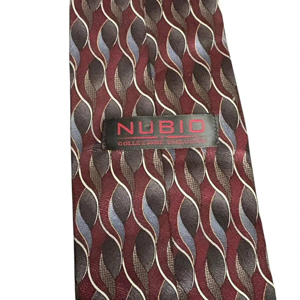 Nubio Silk Tie‎ Red Geometric Pattern Men's Necktie 61